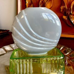 Pottery Vase Art Deco Revival Gray Gloss Round Disk Pillow Vase